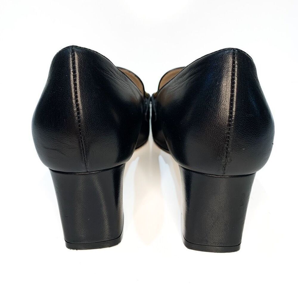 Gucci Zumi Interlocking GG Loafer Pumps EU 37 US 7 Black Leather Logo Mid Heels - Picture 7 of 10